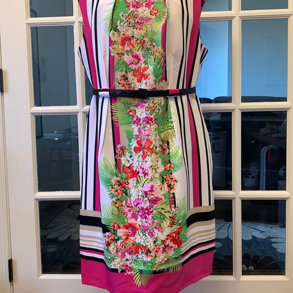 Emma & Michele no sleeves floral work force dress